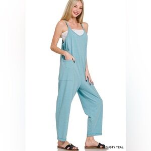 Zenana Outfitters Dusty Teal Jumpsuit